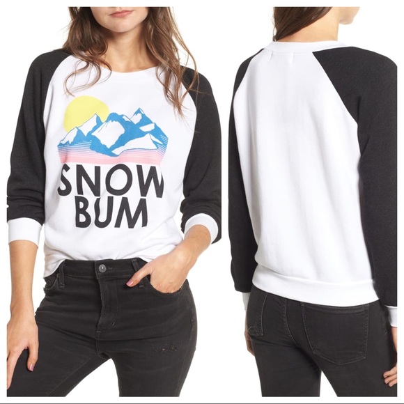Wildfox Tops - Wildfox Snow Bum Black & White Scoop Neck Sweater